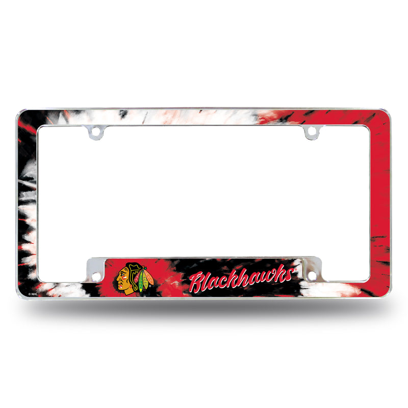 Blackhawks - Tie Dye Design - All Over Chrome Frame (Bottom Oriented)