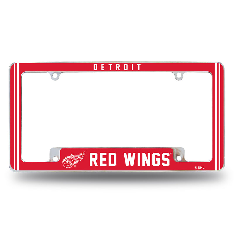 Red Wings Alternate Design All Over Chrome Frame - Bottom Oriented