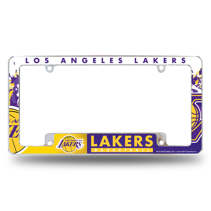 NBA Los Angeles Lakers 12" x 6" Chrome All Over Automotive License Plate Frame for Car/Truck/SUV By Rico Industries