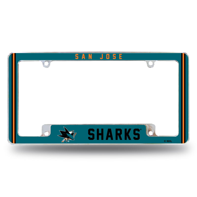 Sharks Alternate Design All Over Chrome Frame - Bottom Oriented