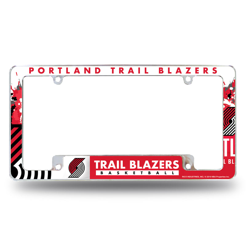 NBA Portland Trail Blazers 12" x 6" Chrome All Over Automotive License Plate Frame for Car/Truck/SUV By Rico Industries