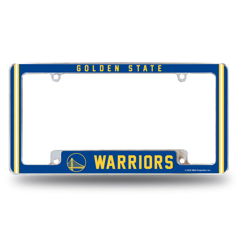 Warriors Alternate Design All Over Chrome Frame - Bottom Oriented