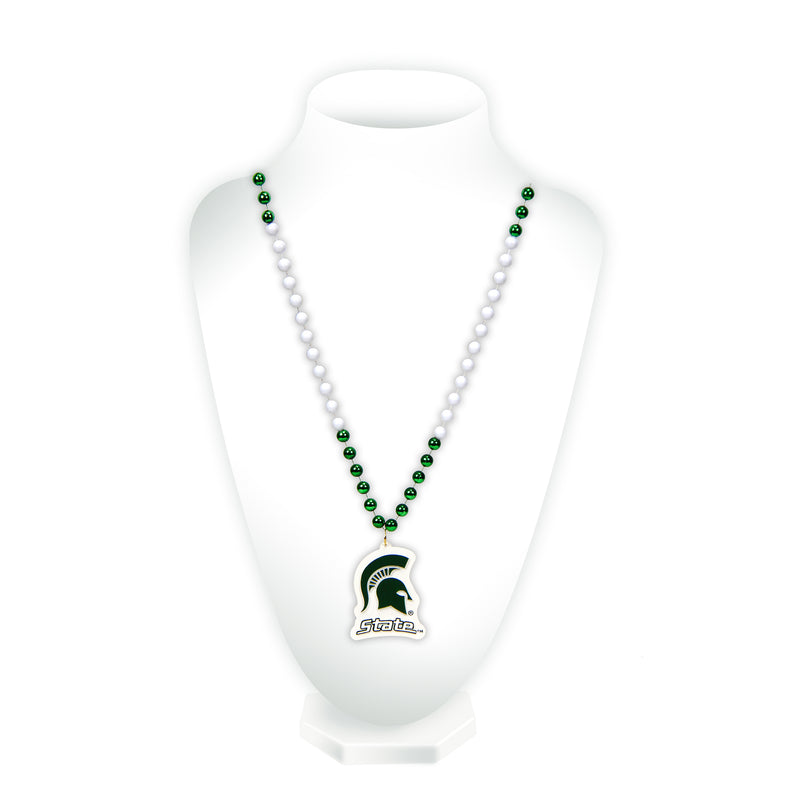 Michigan St Sport Beads With Medallion