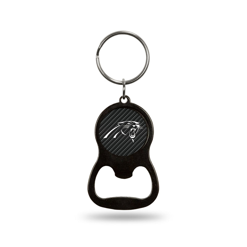 NFL Carolina Panthers Metal Keychain - Beverage Bottle Opener With Key Ring - Pocket Size By Rico Industries