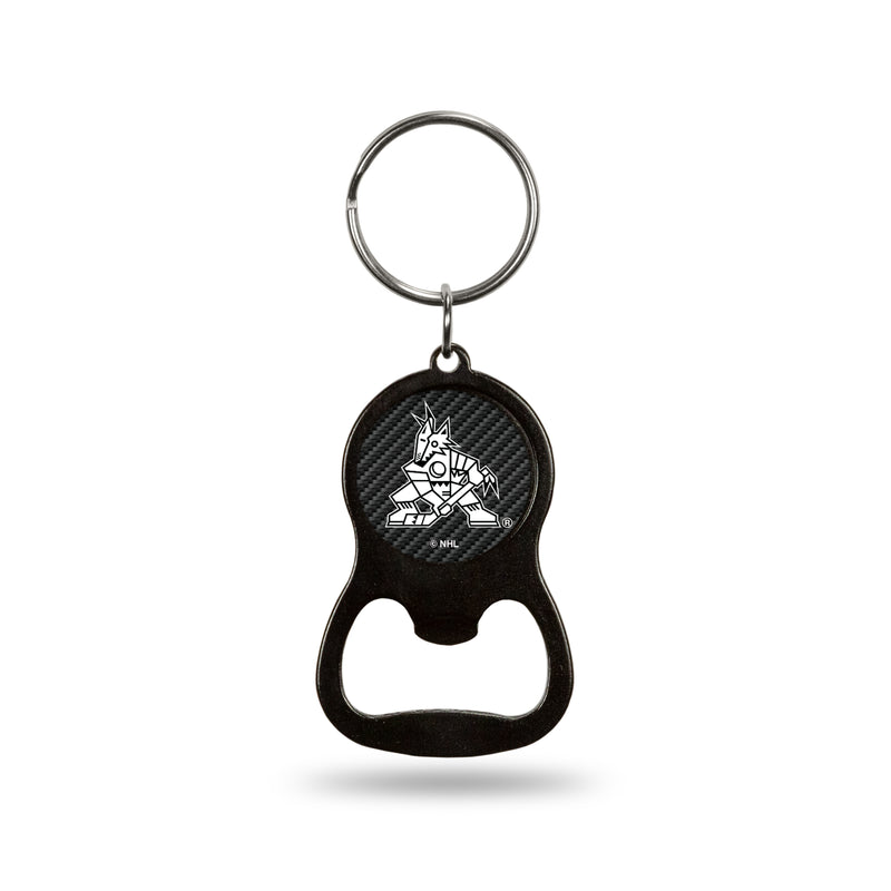 Arizona Coyotes Carbon Fiber Design Colored Bottle Opener Keychain - Black