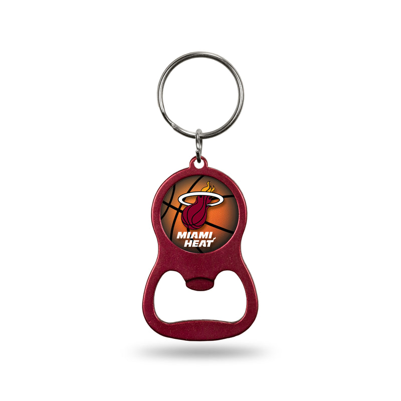 NBA Miami Heat Metal Keychain - Beverage Bottle Opener With Key Ring - Pocket Size By Rico Industries