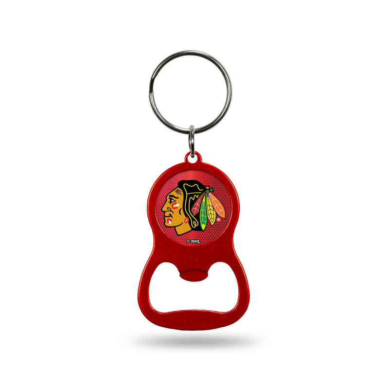 NHL Chicago Blackhawks Metal Keychain - Beverage Bottle Opener With Key Ring - Pocket Size By Rico Industries