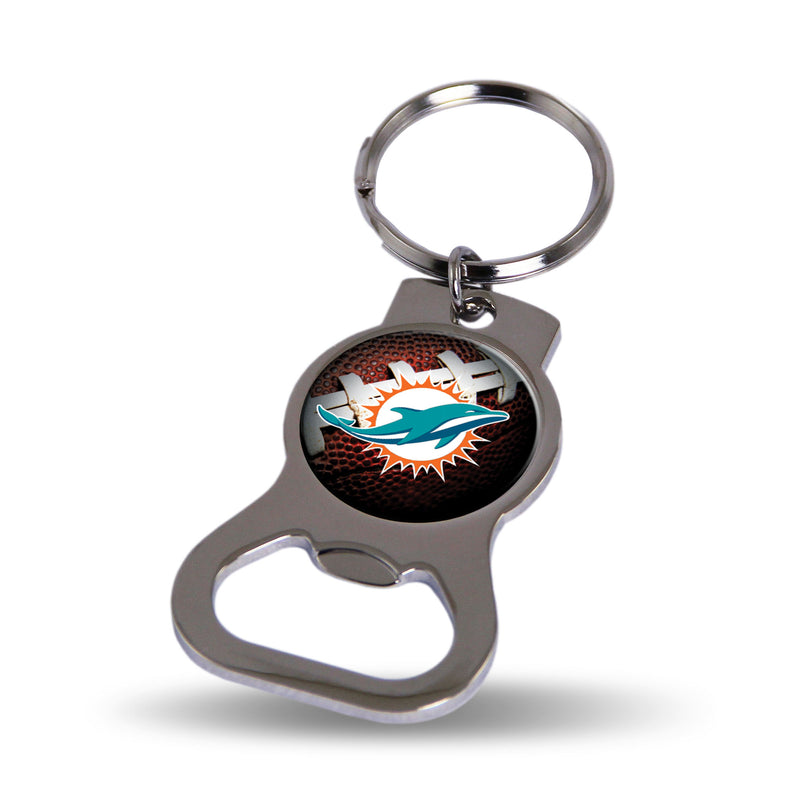 NFL Miami Dolphins Metal Keychain - Beverage Bottle Opener With Key Ring - Pocket Size By Rico Industries