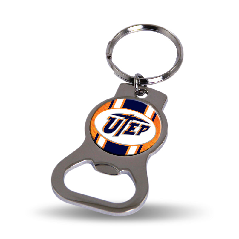 NCAA Texas-El Paso Miners Metal Keychain - Beverage Bottle Opener With Key Ring - Pocket Size By Rico Industries