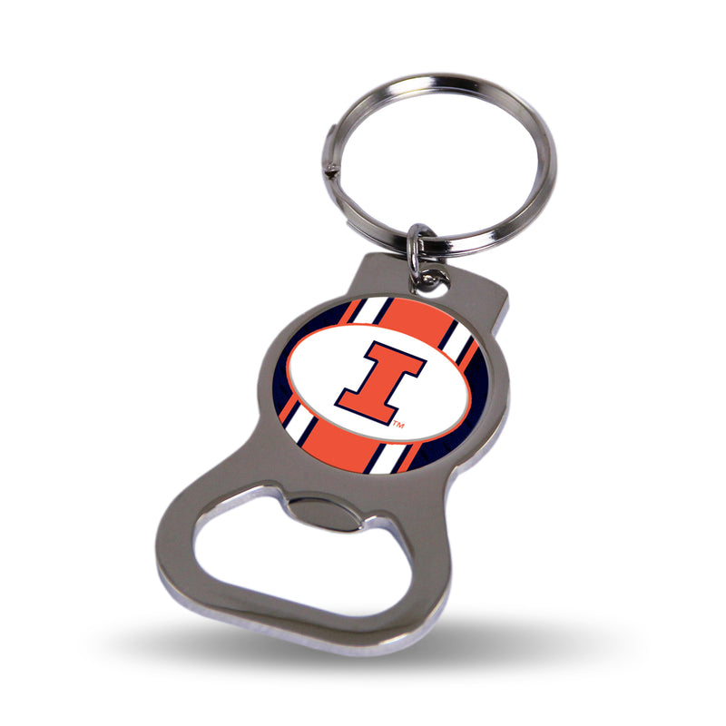 NCAA Illinois Fighting Illini Metal Keychain - Beverage Bottle Opener With Key Ring - Pocket Size By Rico Industries