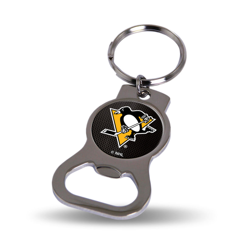 NHL Pittsburgh Penguins Metal Keychain - Beverage Bottle Opener With Key Ring - Pocket Size By Rico Industries