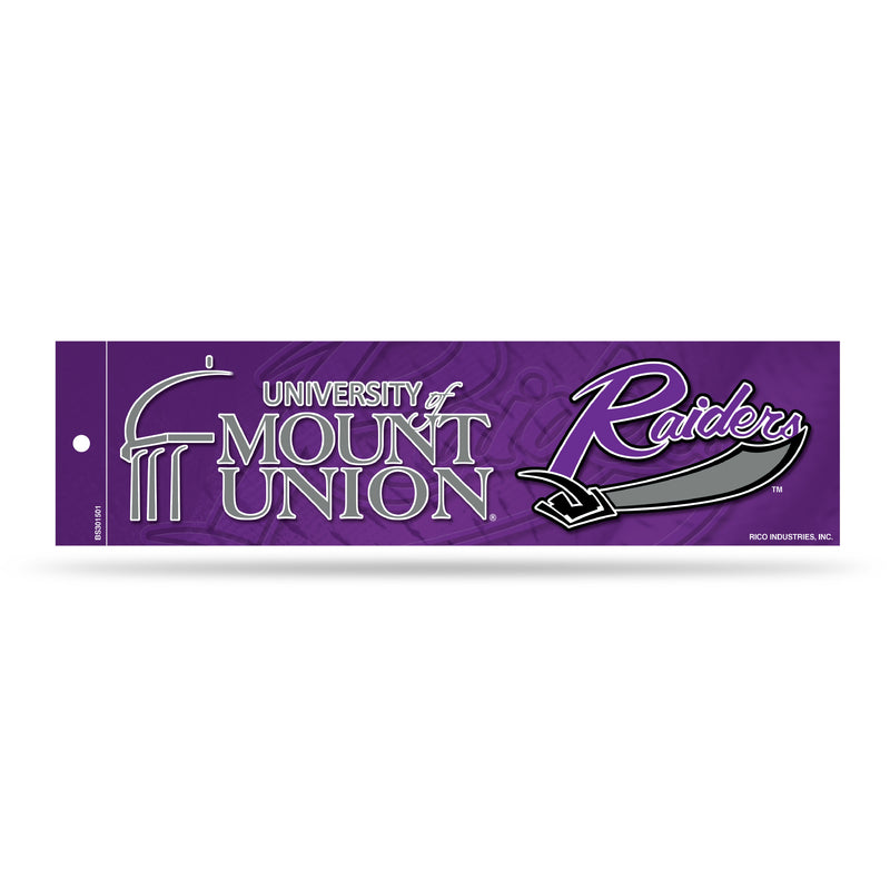 NCAA Mount Union  Purple Raiders 3" x 12" Car/Truck/Jeep Bumper Sticker By Rico Industries