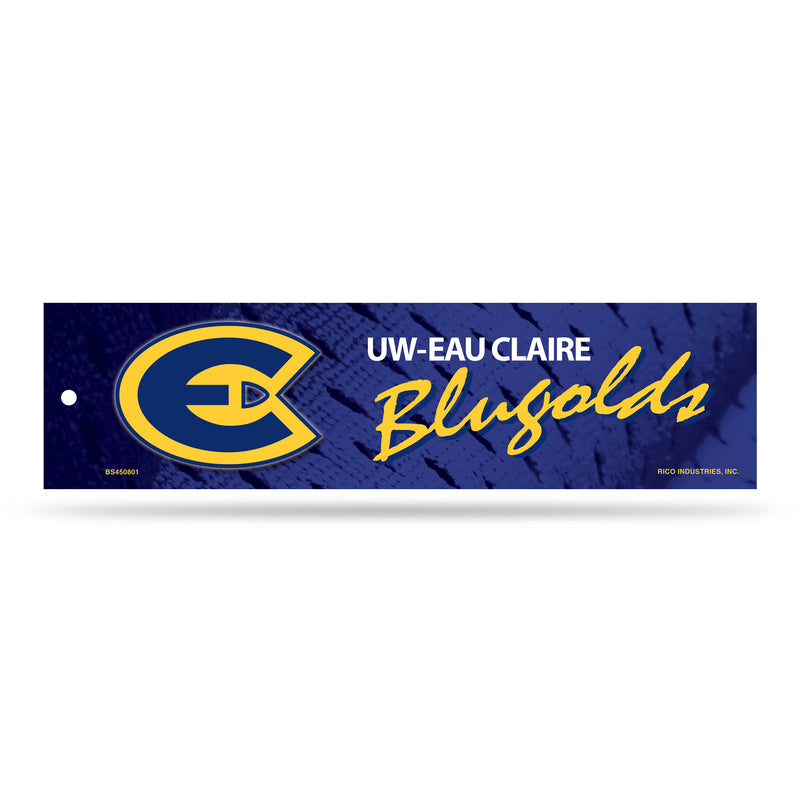 NCAA Wisconsin-Eau Claire Blugolds 3" x 12" Car/Truck/Jeep Bumper Sticker By Rico Industries
