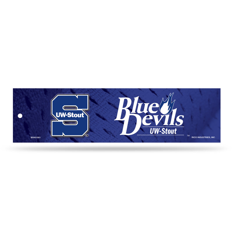 NCAA Wisconsin-Stout Blue Devils 3" x 12" Car/Truck/Jeep Bumper Sticker By Rico Industries