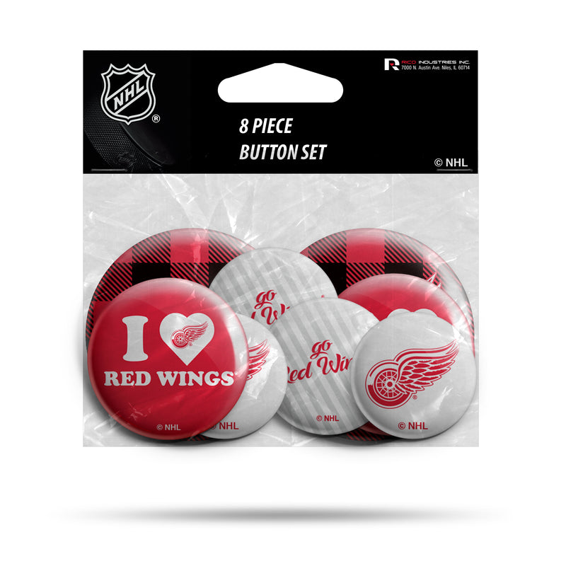 Red Wings 8 Pack Team Button Set