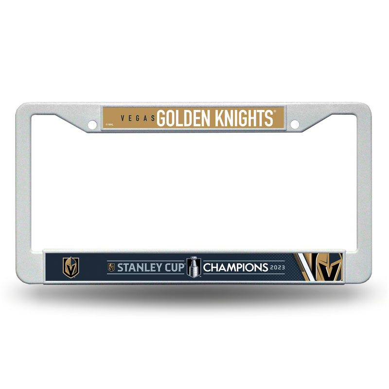 Vegas Golden Knights 2023 Stanley Cup Champions White Plastic License Plate Frame