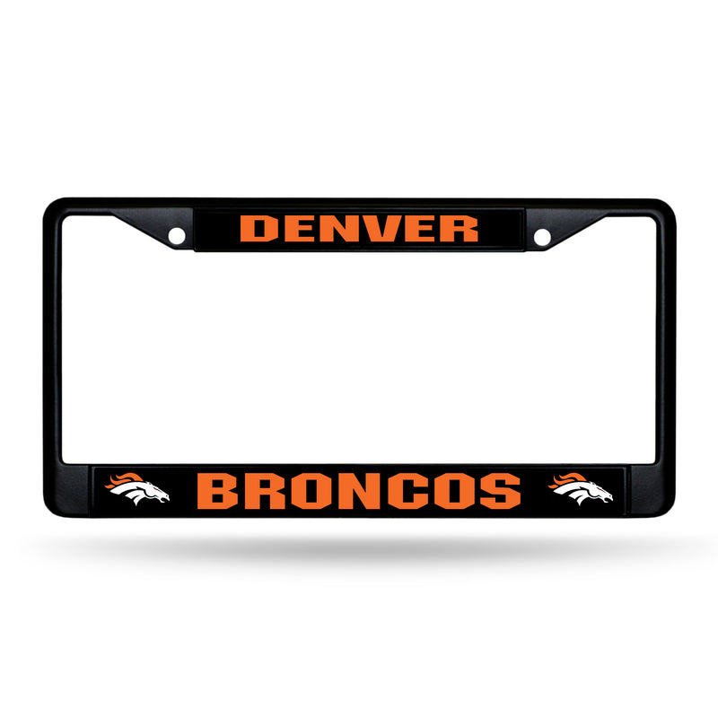 NFL Denver Broncos 12" x 6" Black Metal Car/Truck Frame Automobile Accessory By Rico Industries