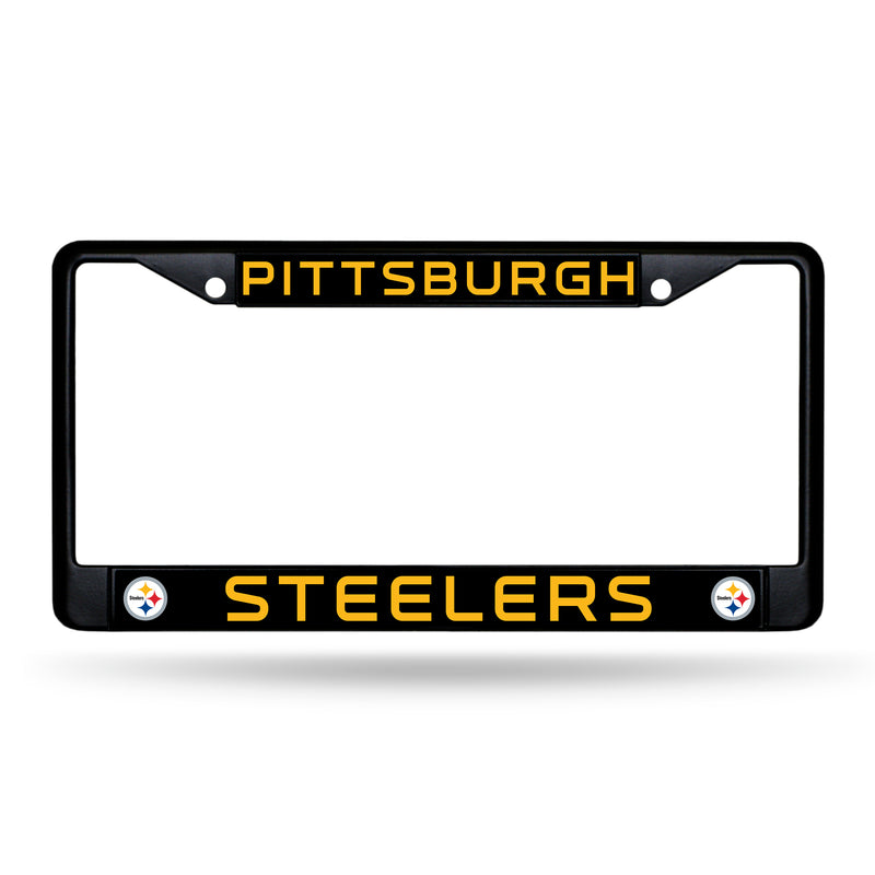 NFL Pittsburgh Steelers 12" x 6" Black Metal Car/Truck Frame Automobile Accessory By Rico Industries