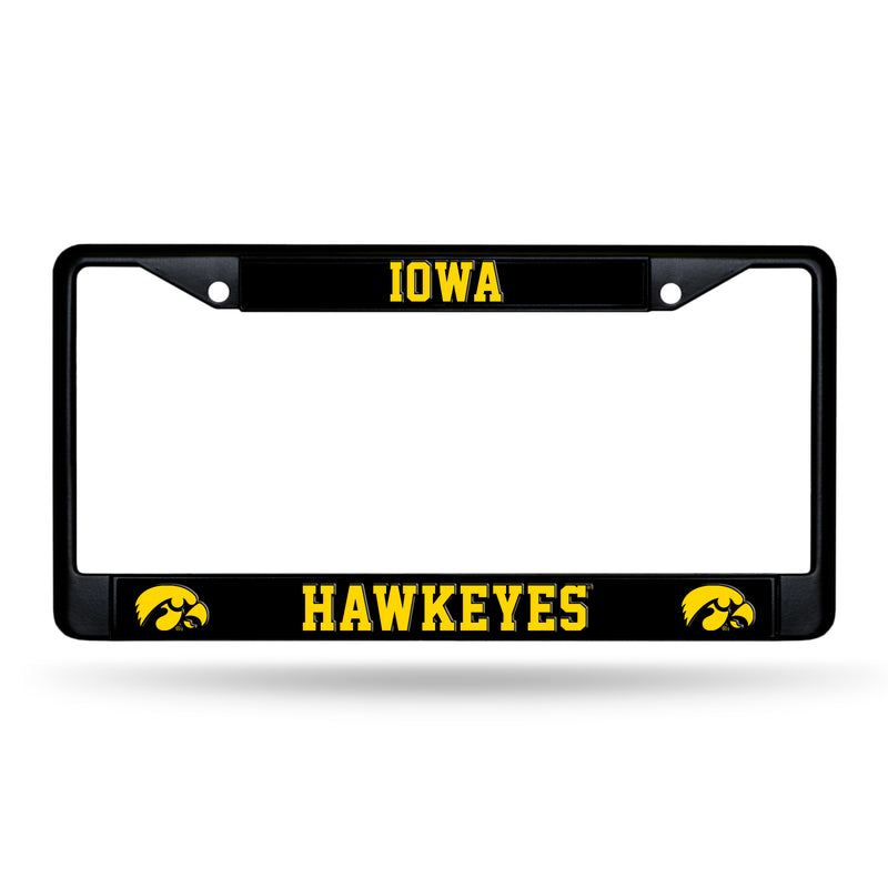 NCAA Iowa Hawkeyes 12" x 6" Black Metal Car/Truck Frame Automobile Accessory By Rico Industries