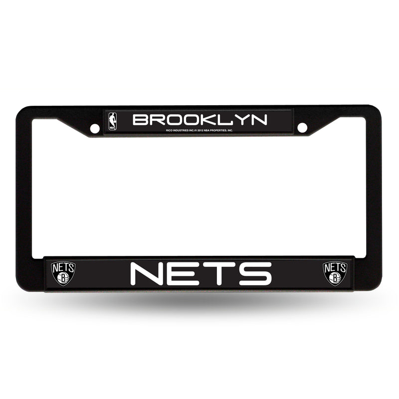 NBA Brooklyn Nets 12" x 6" Black Metal Car/Truck Frame Automobile Accessory By Rico Industries