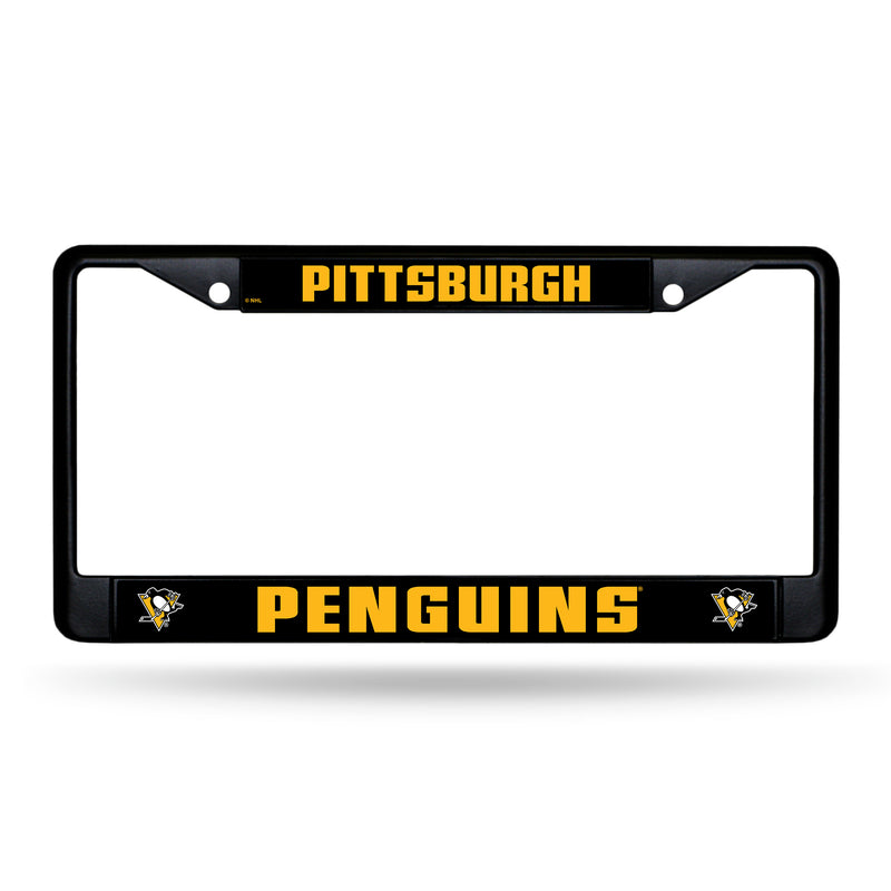 NHL Pittsburgh Penguins 12" x 6" Black Metal Car/Truck Frame Automobile Accessory By Rico Industries