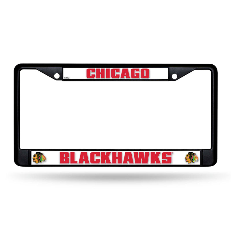 NHL Chicago Blackhawks 12" x 6" Black Metal Car/Truck Frame Automobile Accessory By Rico Industries