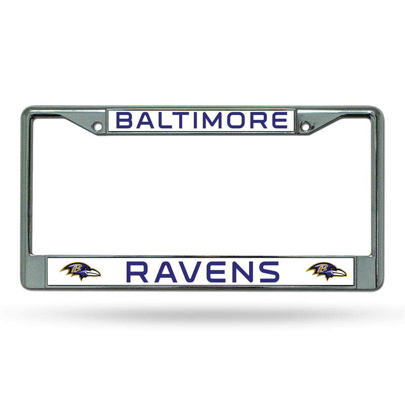 NFL Baltimore Ravens 12" x 6" Silver Chrome Car/Truck/SUV Auto Accessory By Rico Industries