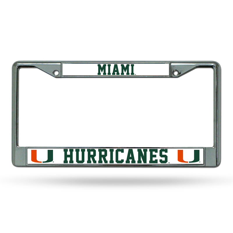 NCAA Miami Hurricanes 12" x 6" Silver Chrome Car/Truck/SUV Auto Accessory By Rico Industries