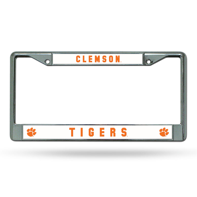 NCAA Clemson Tigers 12" x 6" Silver Chrome Car/Truck/SUV Auto Accessory By Rico Industries