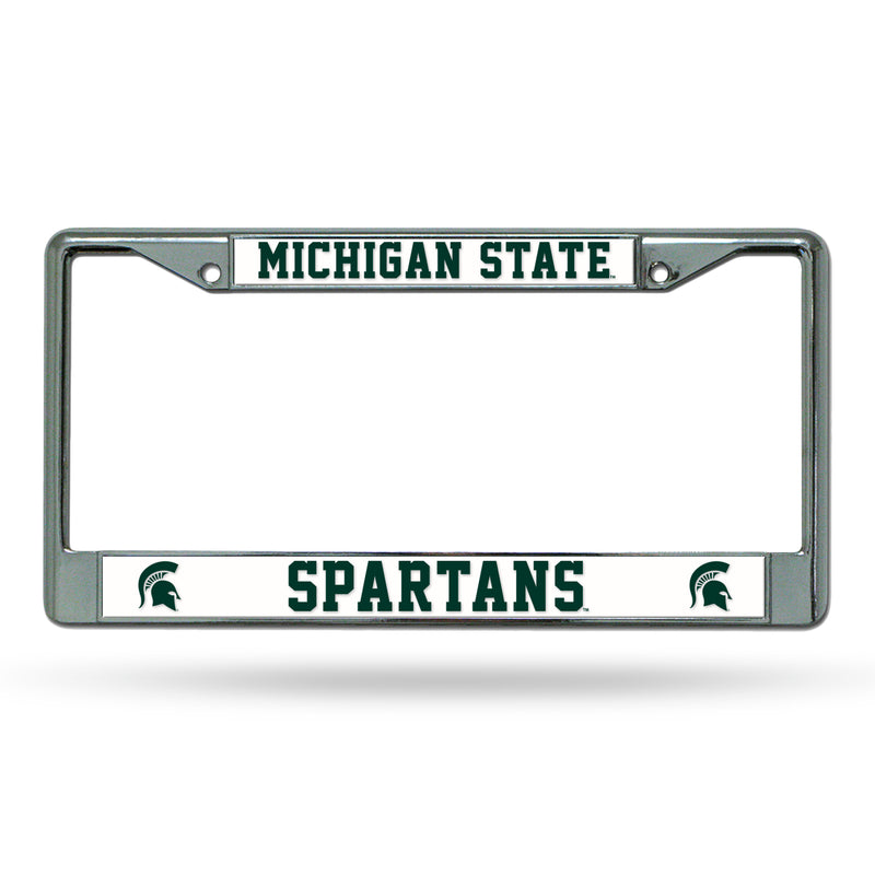 NCAA Michigan State Spartans 12" x 6" Silver Chrome Car/Truck/SUV Auto Accessory By Rico Industries