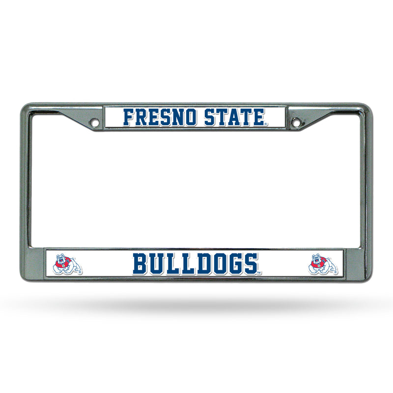 NCAA Fresno State Bulldogs 12" x 6" Silver Chrome Car/Truck/SUV Auto Accessory By Rico Industries