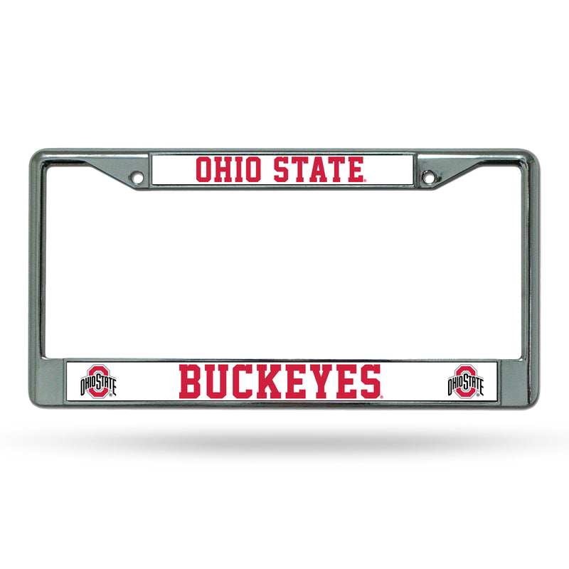 NCAA Ohio State Buckeyes 12" x 6" Silver Chrome Car/Truck/SUV Auto Accessory By Rico Industries