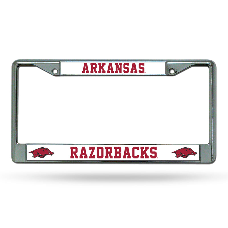 NCAA Arkansas Razorbacks 12" x 6" Silver Chrome Car/Truck/SUV Auto Accessory By Rico Industries