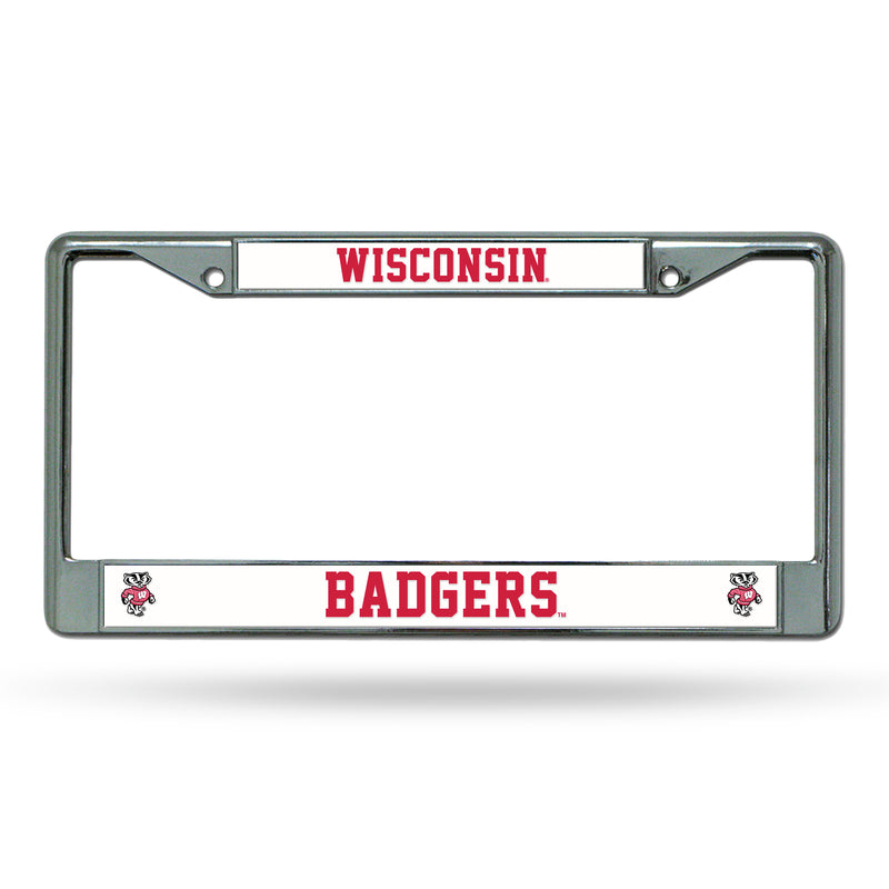 NCAA Wisconsin Badgers 12" x 6" Silver Chrome Car/Truck/SUV Auto Accessory By Rico Industries