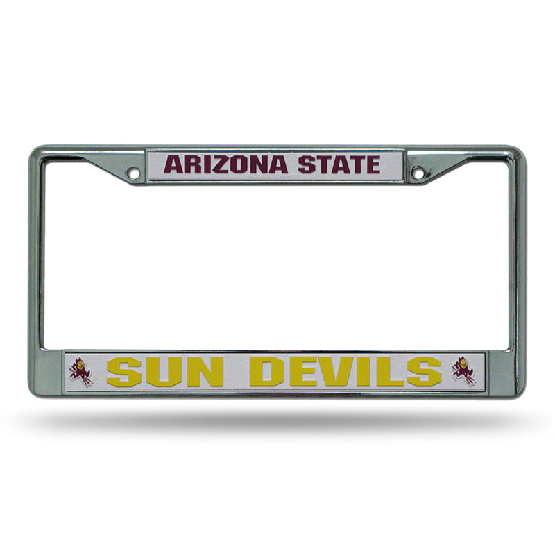 NCAA Arizona State Sun Devils 12" x 6" Silver Chrome Car/Truck/SUV Auto Accessory By Rico Industries