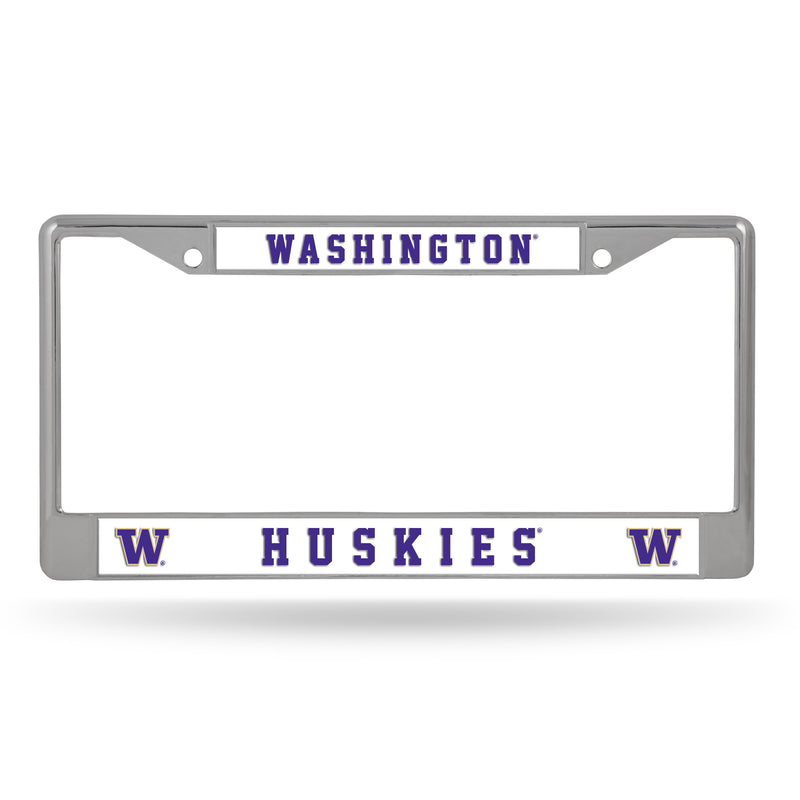 NCAA Washington Huskies 12" x 6" Silver Chrome Car/Truck/SUV Auto Accessory By Rico Industries