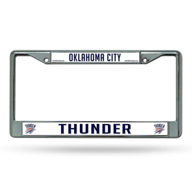 NBA Oklahoma City Thunder 12" x 6" Silver Chrome Car/Truck/SUV Auto Accessory By Rico Industries