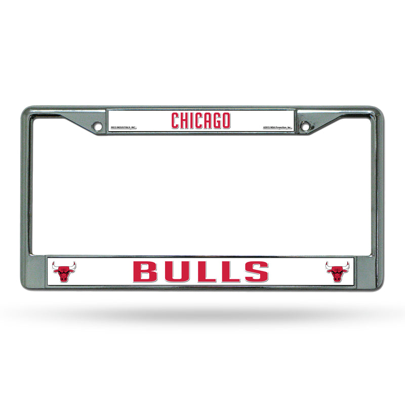 NBA Chicago Bulls 12" x 6" Silver Chrome Car/Truck/SUV Auto Accessory By Rico Industries
