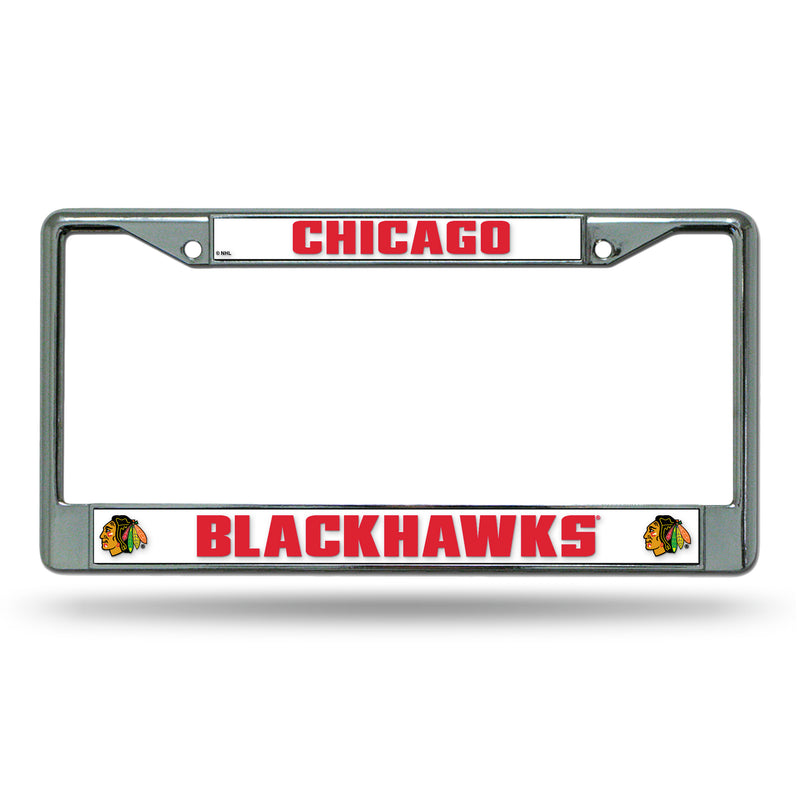 NHL Chicago Blackhawks 12" x 6" Silver Chrome Car/Truck/SUV Auto Accessory By Rico Industries