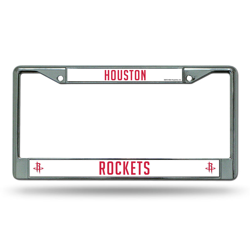 NBA Houston Rockets 12" x 6" Silver Chrome Car/Truck/SUV Auto Accessory By Rico Industries