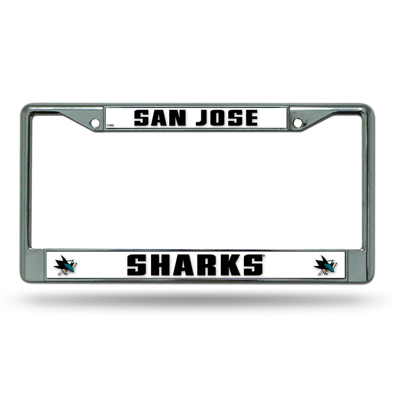 NHL San Jose Sharks 12" x 6" Silver Chrome Car/Truck/SUV Auto Accessory By Rico Industries