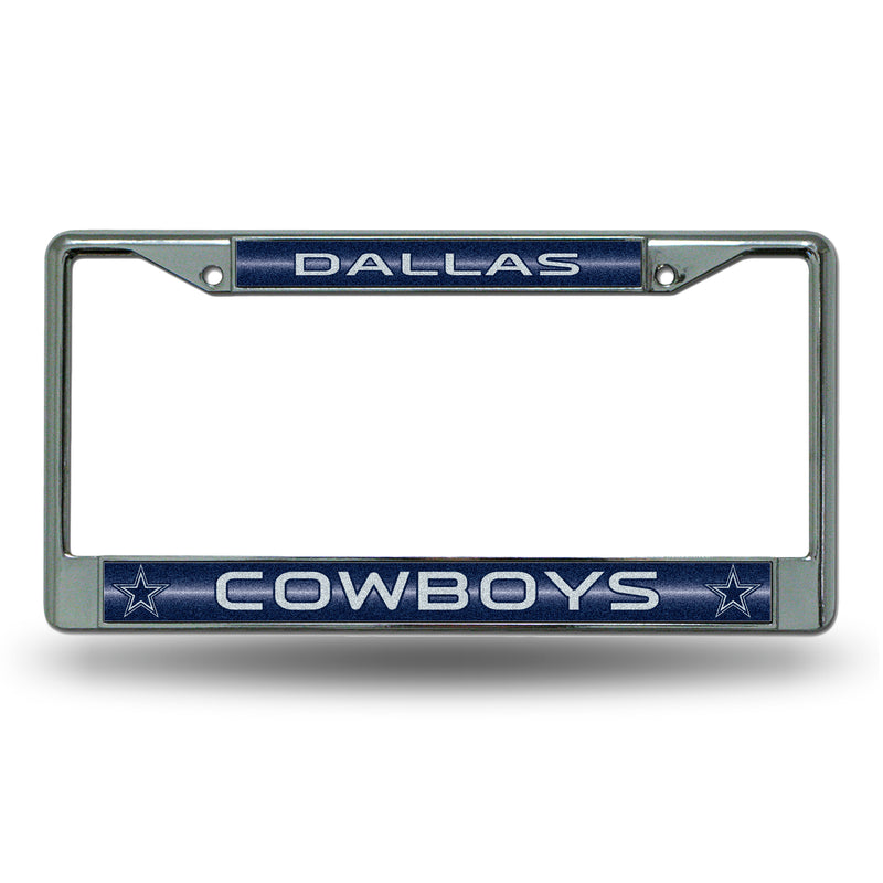 NFL Dallas Cowboys 12" x 6" Silver Bling Chrome Car/Truck/SUV Auto Accessory By Rico Industries