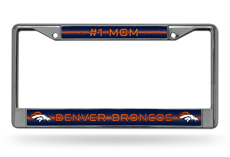 # 1 Mom Broncos Glitter Chrome Frame