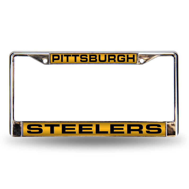 Steelers Yellow Back Laser Chrome Frame