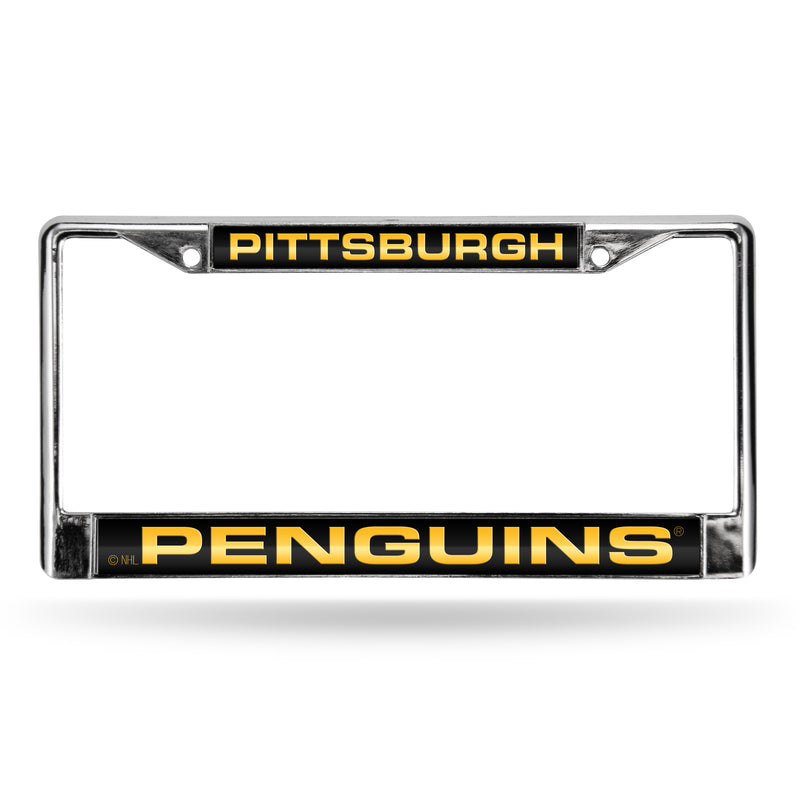 Penguins Black/Gold Laser Chrome Frame