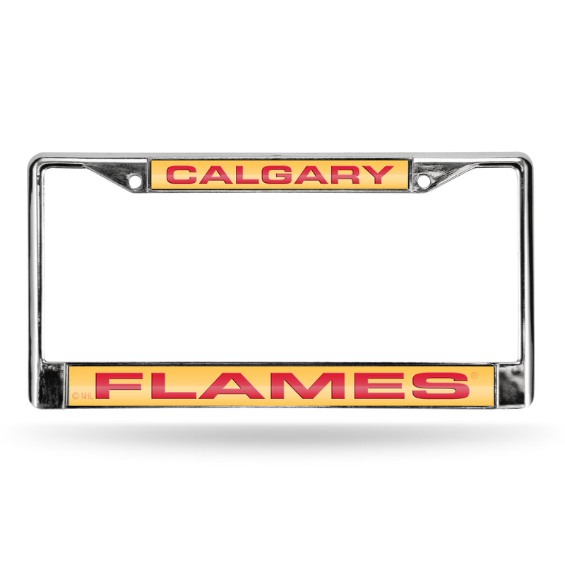 Calgary Flames Laser Chrome 12 x 6 License Plate Frame