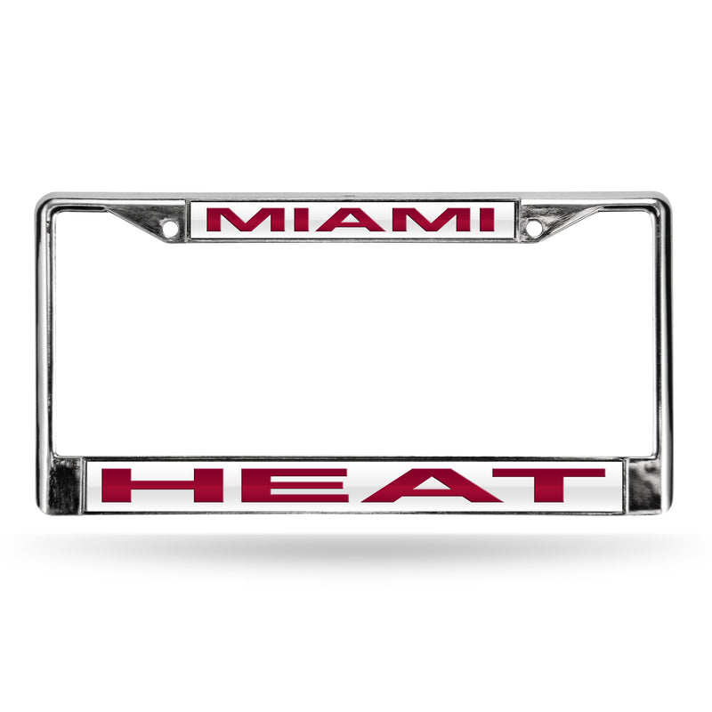 Heat Laser Chrome Frame  - White Background With Maroon Letters