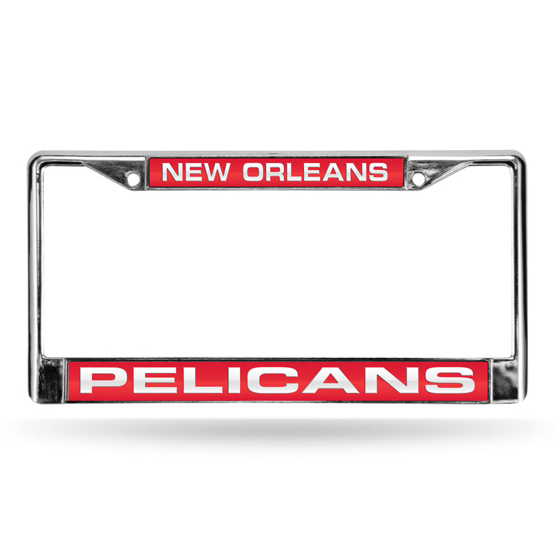 Pelicans Laser Chrome Frame  - Red Background With White Letters