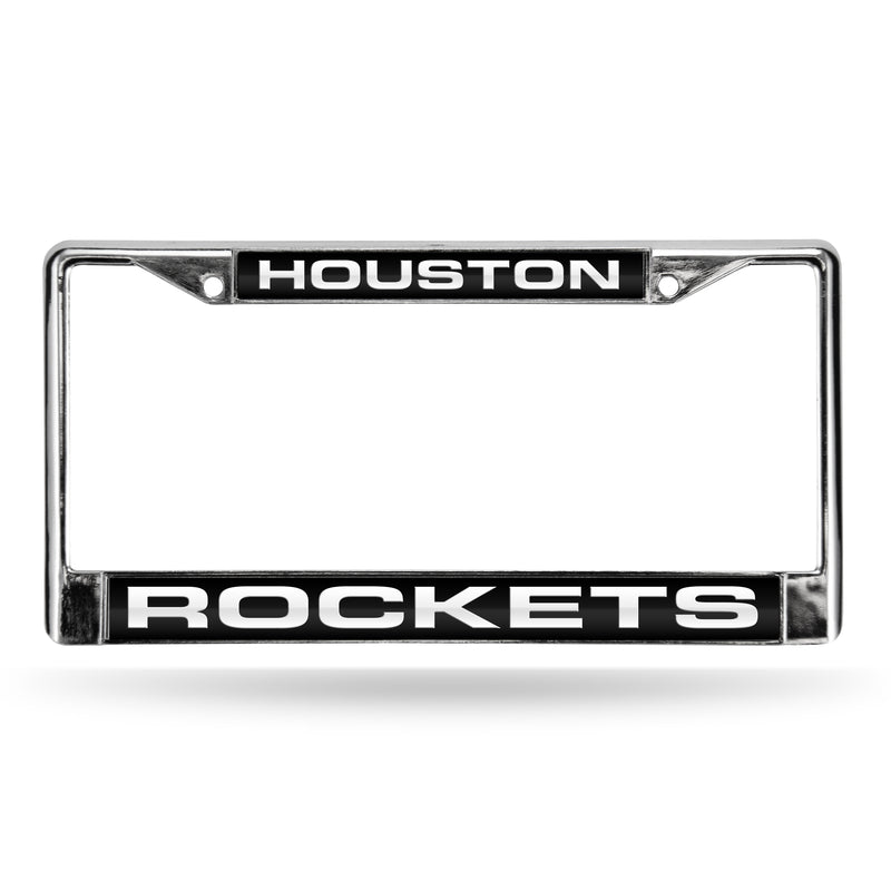 Rockets Laser Chrome Frame  - Black Background With White Letters