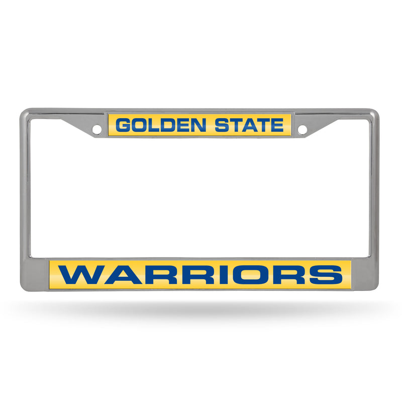Warriors Blue/Yellow Bkg Chrome Laser Frame